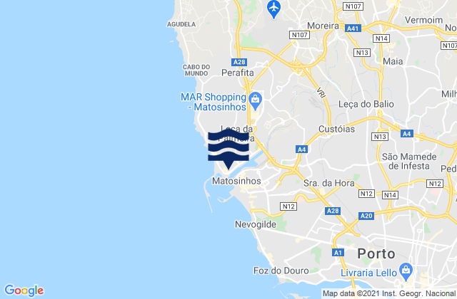 Karte der Gezeiten Guifões, Portugal