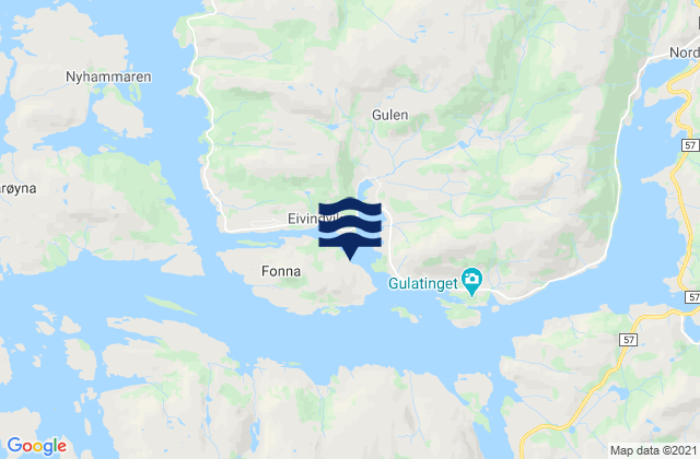Karte der Gezeiten Gulen, Norway