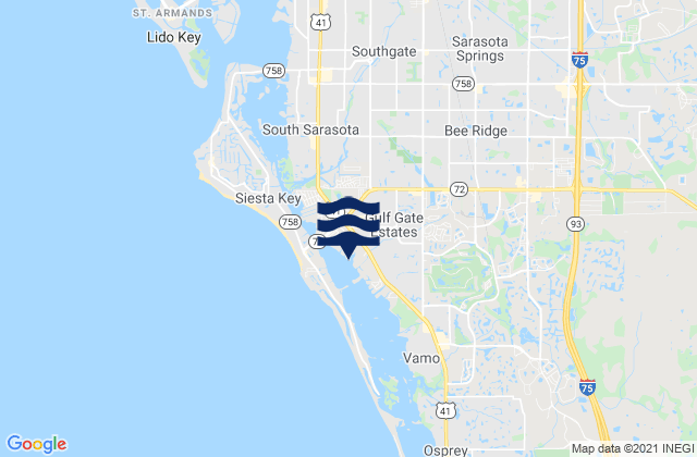 Karte der Gezeiten Gulf Gate Estates, United States