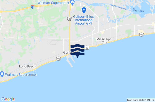 Karte der Gezeiten Gulfport Harbor Mississippi Sound, United States