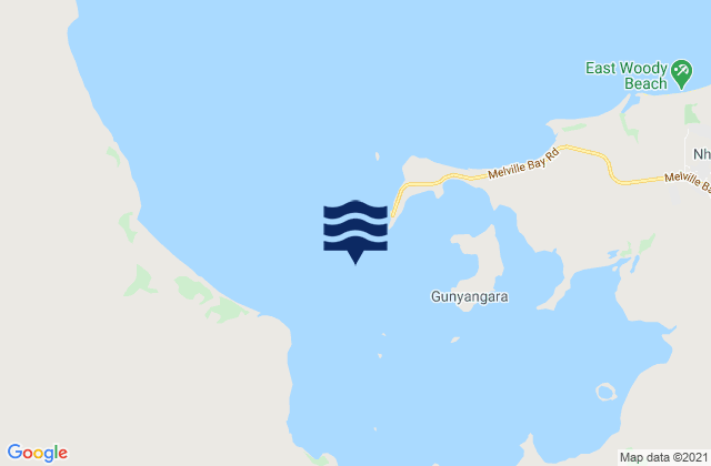 Karte der Gezeiten Gunyangara, Australia