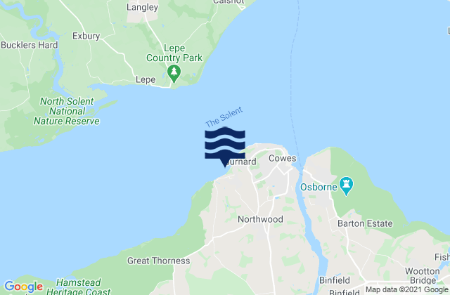 Karte der Gezeiten Gurnard Bay, United Kingdom