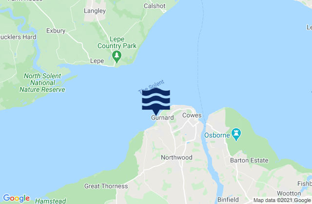 Karte der Gezeiten Gurnard Beach, United Kingdom