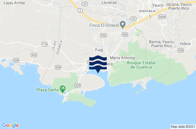 Karte der Gezeiten Guánica Barrio-Pueblo, Puerto Rico