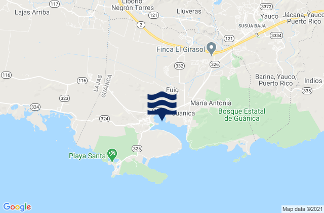 Karte der Gezeiten Guánica Municipio, Puerto Rico