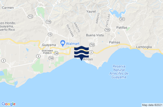 Karte der Gezeiten Guásimas Barrio, Puerto Rico