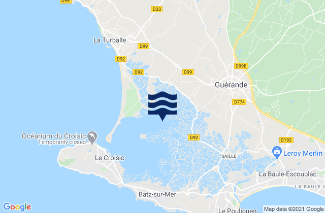 Karte der Gezeiten Guérande, France