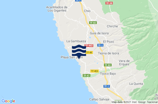 Karte der Gezeiten Guía de Isora, Spain