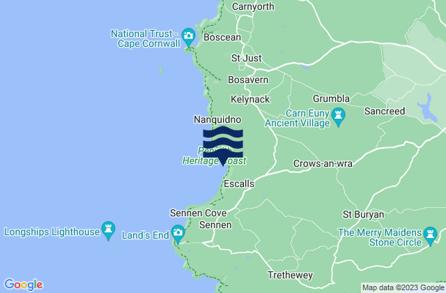 Karte der Gezeiten Gwenver Beach, United Kingdom