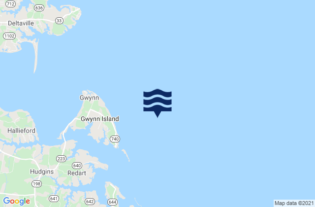Karte der Gezeiten Gwynn Island 1.5 n.mi. east of, United States