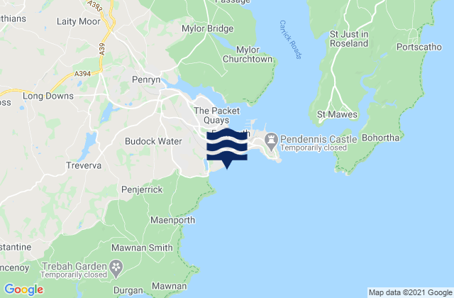 Karte der Gezeiten Gylly Beach, United Kingdom