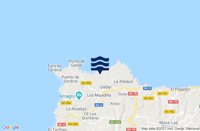 Karte der Gezeiten Gáldar, Spain