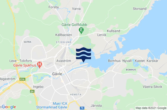 Karte der Gezeiten Gävle Kommun, Sweden