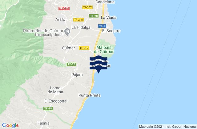 Karte der Gezeiten Güimar, Spain