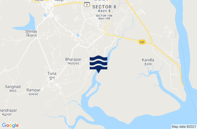 Karte der Gezeiten Gāndhīdhām, India