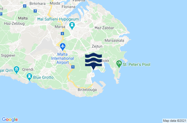 Karte der Gezeiten Għaxaq, Malta