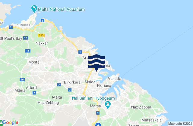 Karte der Gezeiten Gżira, Malta