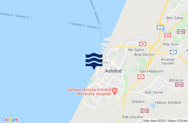 Karte der Gezeiten Ha Golshim, Israel