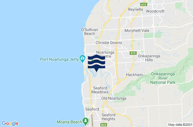 Karte der Gezeiten Hackham, Australia