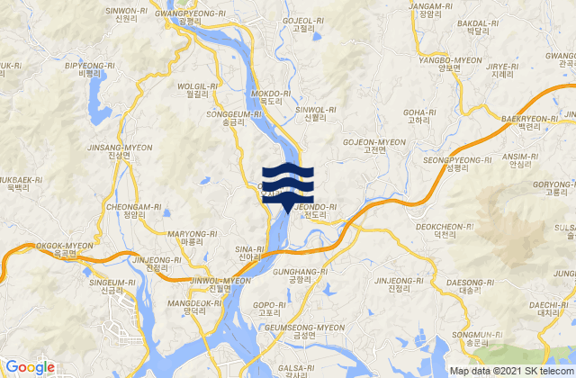 Karte der Gezeiten Hadong-gun, South Korea