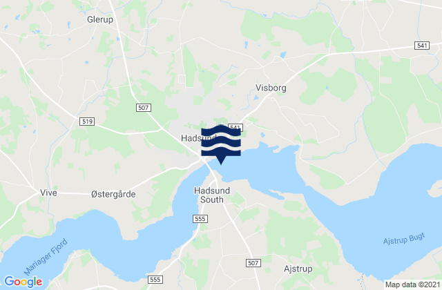 Karte der Gezeiten Hadsund, Denmark