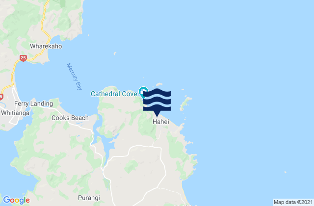 Karte der Gezeiten Hahei Beach, New Zealand