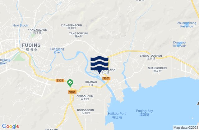 Karte der Gezeiten Haikou, China