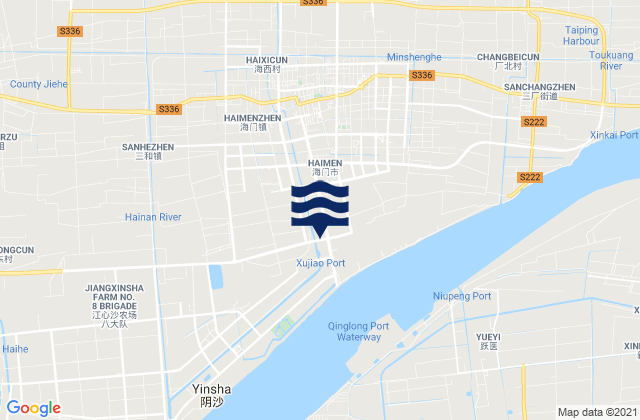 Karte der Gezeiten Haimen, China