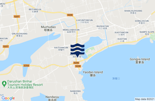 Karte der Gezeiten Haiyangsuo, China