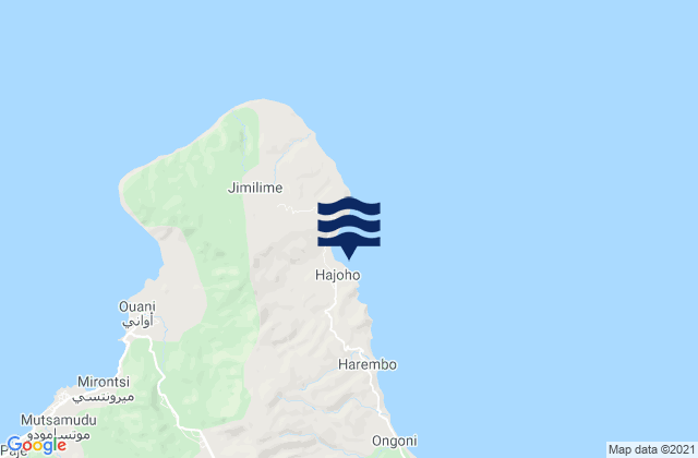 Karte der Gezeiten Hajoho, Comoros