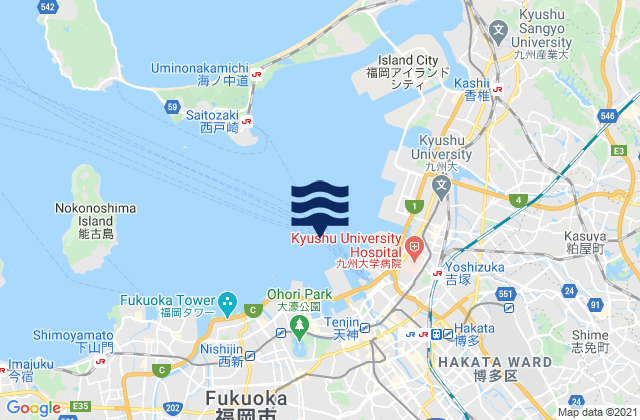 Karte der Gezeiten Hakata Kō, Japan