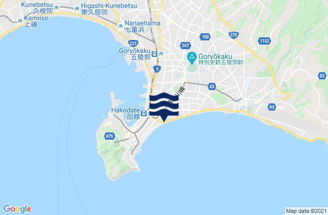 Karte der Gezeiten Hakodate, Japan