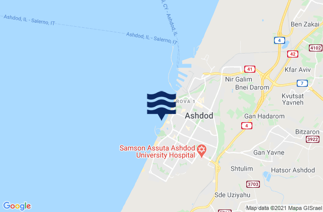 Karte der Gezeiten Hakshtot (Ashdod), Israel
