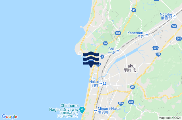 Karte der Gezeiten Hakui Shi, Japan
