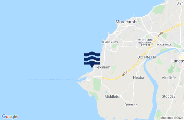 Karte der Gezeiten Half Moon Bay Beach, United Kingdom