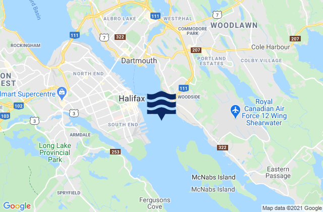 Karte der Gezeiten Halifax Harbour, Canada