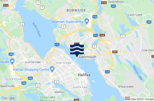 Karte der Gezeiten Halifax, Canada