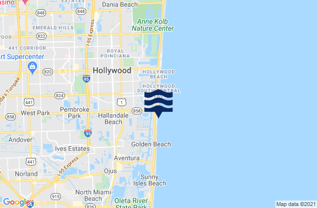 Karte der Gezeiten Hallandale Beach, United States