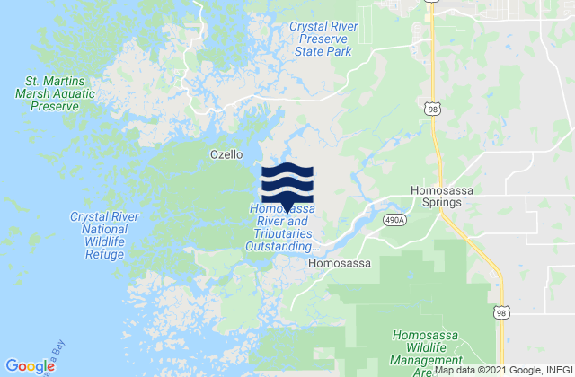 Karte der Gezeiten Halls River Bridge (Homosassa River), United States