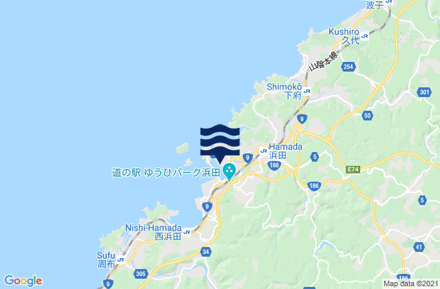 Karte der Gezeiten Hamada (Hampton), Japan