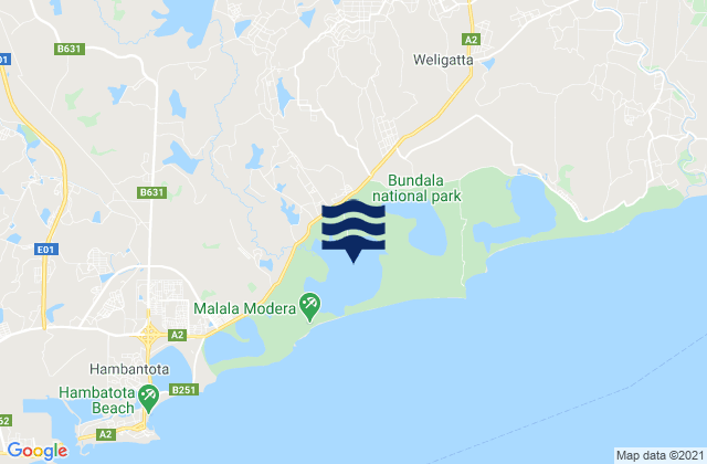 Karte der Gezeiten Hambantota District, Sri Lanka