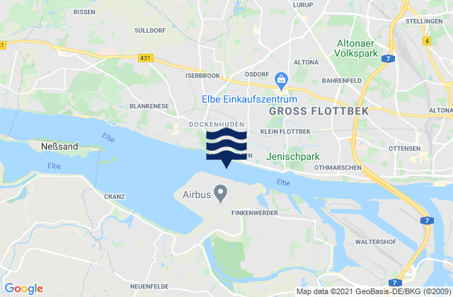 Karte der Gezeiten Hamburg, Denmark