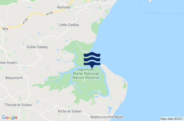 Karte der Gezeiten Hamford Water, United Kingdom