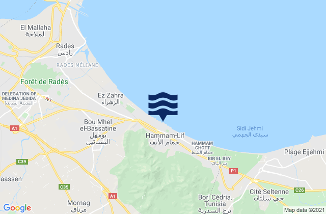 Karte der Gezeiten Hammam-Lif, Tunisia