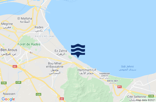 Karte der Gezeiten Hammam Lif, Tunisia
