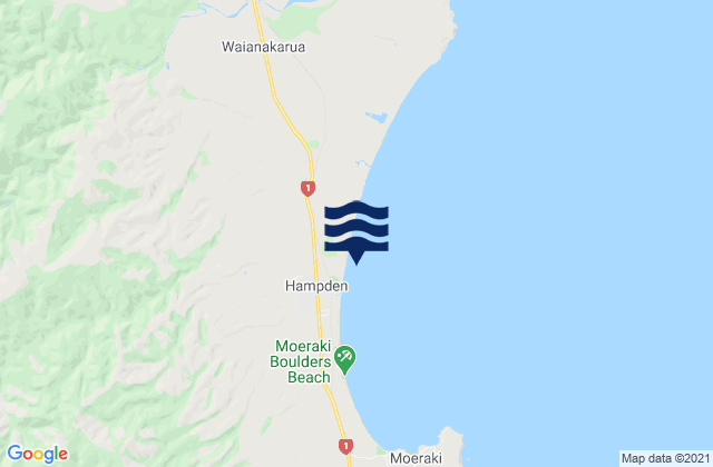 Karte der Gezeiten Hampden Beach, New Zealand