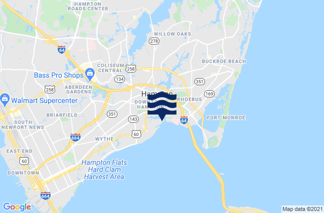 Karte der Gezeiten Hampton, United States