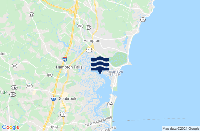 Karte der Gezeiten Hampton Falls, United States
