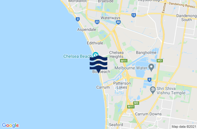 Karte der Gezeiten Hampton Park, Australia