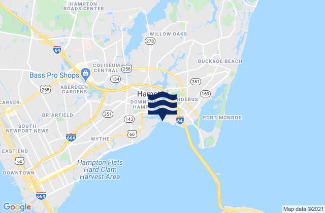 Karte der Gezeiten Hampton River entrance, United States